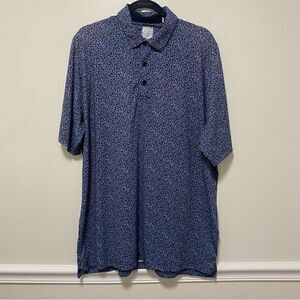 Callaway Mens Large Golf Polo Shirt Opti Dri Blue Floral All Over Print Logo